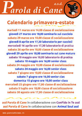 Calendario attività sportiva primavara estate 2014