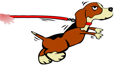 cane trattenuto al guinzaglio